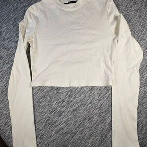 Elegant White Long Sleeve Crop Top